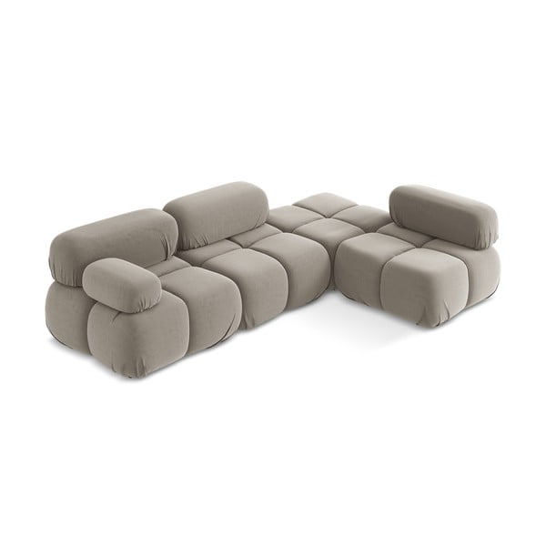 Smėlio spalvos iš velveto modulinė kampinė sofa (su dešiniuoju kampu) Lokua – Makamii-image-2