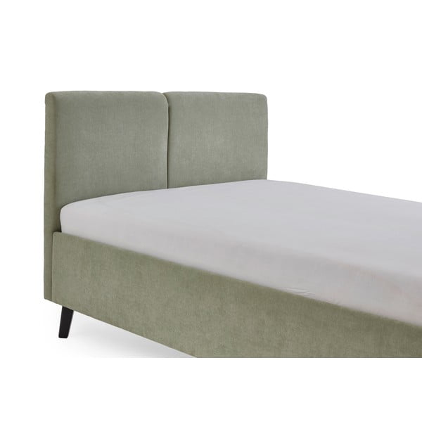 Šviesiai žalios spalvos dvigulė lova audiniu dengta su lovos grotelėmis 140x200 cm Piano – Meise Möbel-image-4
