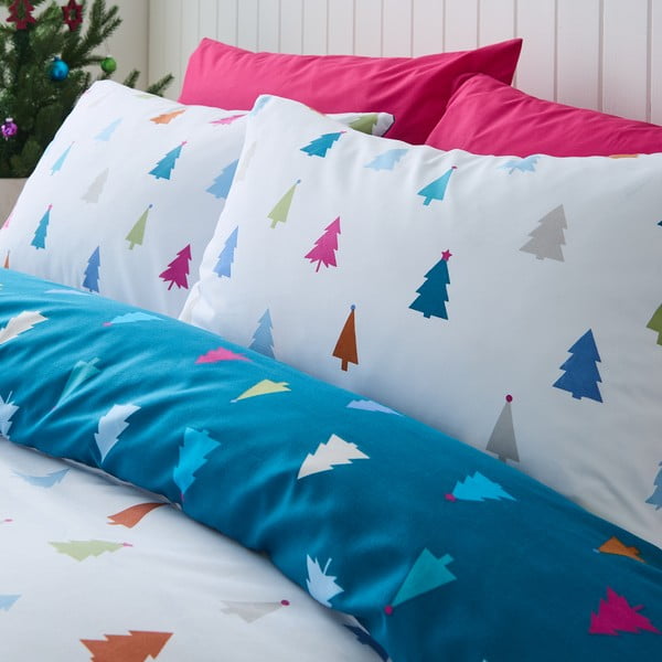 Iš mikropluošto viengulė patalynė baltos spalvos/mėlynos spalvos 135x200 cm Christmas Tree – Catherine Lansfield-image-3