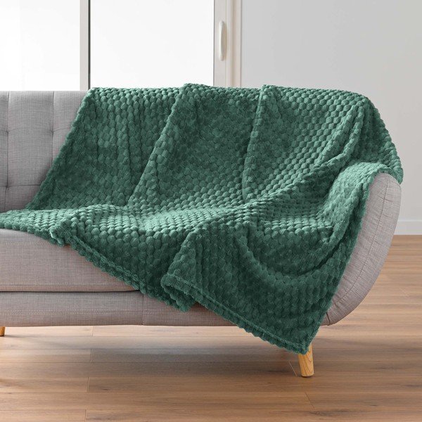 Žalios spalvos iš mikroflanelės antklodė ir pledas 125x150 cm Mini Frosty – douceur d'intérieur-image-1