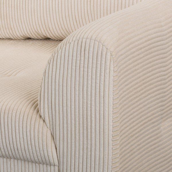 Kampinė sofa kreminės spalvos iš kordinio velveto (su kairiuoju kampu) Ariella – Ropez-image-1