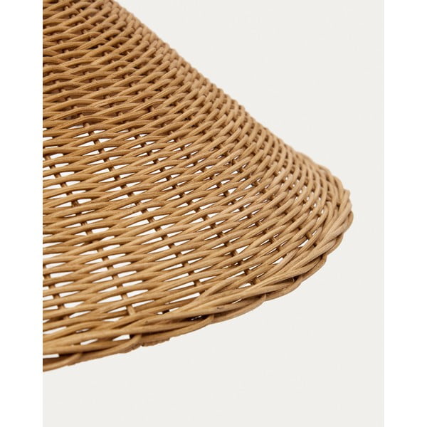 Pastatomas šviestuvas juodos spalvos/natūralios spalvos (aukštis 154 cm) su rotango gaubtu Urania – Kave Home-image-3