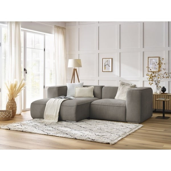 Iš boucle kampinė sofa pilkos spalvos/rudos spalvos (su kairiuoju kampu) Zephyr – Bobochic Paris-image-1