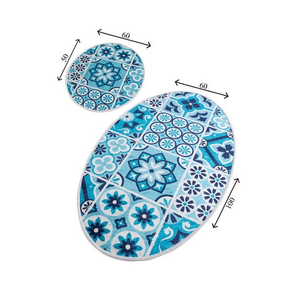 Mėlynos spalvos vonios kilimėliai 2 vnt. 60x100 cm Ceramic – Foutastic-image-3