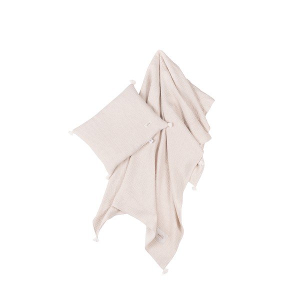 Iš muslino vaikiškos patalynės ir pagalvės komplektas kreminės spalvos 100x130 cm Muslin Linen – Malomi Kids