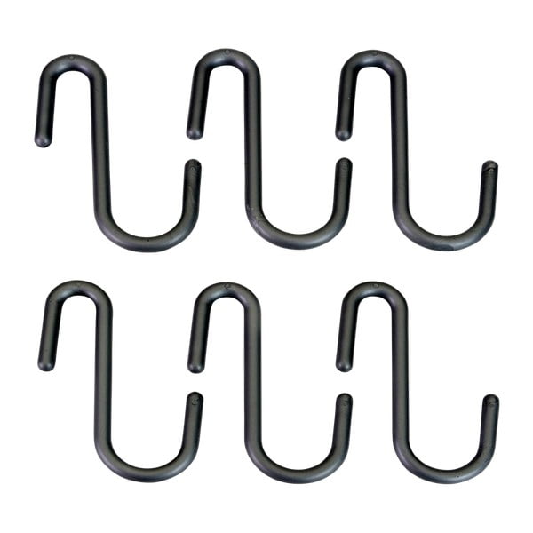 Pakabinami juodos spalvos/pilkos spalvos iš plastiko kabliai 6 vnt. City – Metaltex-image-1