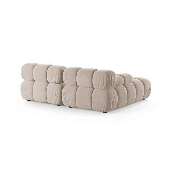 Kreminės spalvos modulinė kampinė sofa iš velveto (su kairiuoju kampu/su gultu) – Micadoni -image-3