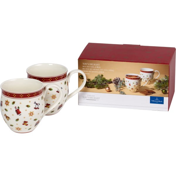 2 baltų porcelianinių puodelių su kalėdiniu motyvu rinkinys Villeroy & Boch Toys