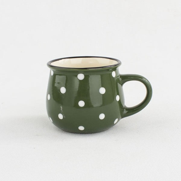 Žalios spalvos keraminis puodelis su taškeliais "Dakls Punto", 230 ml