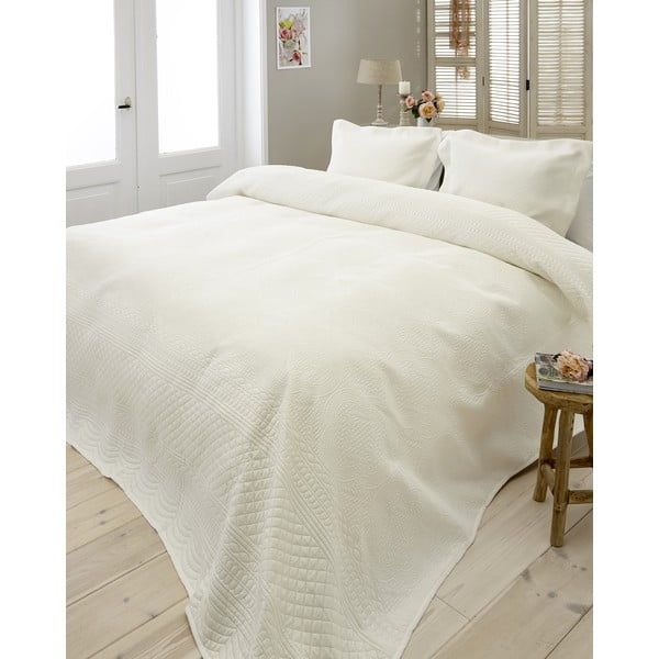 Kreminės baltos spalvos mikropluošto lovatiesė su dviem užvalkalais Sleeptime Charlene 250 x 260 cm