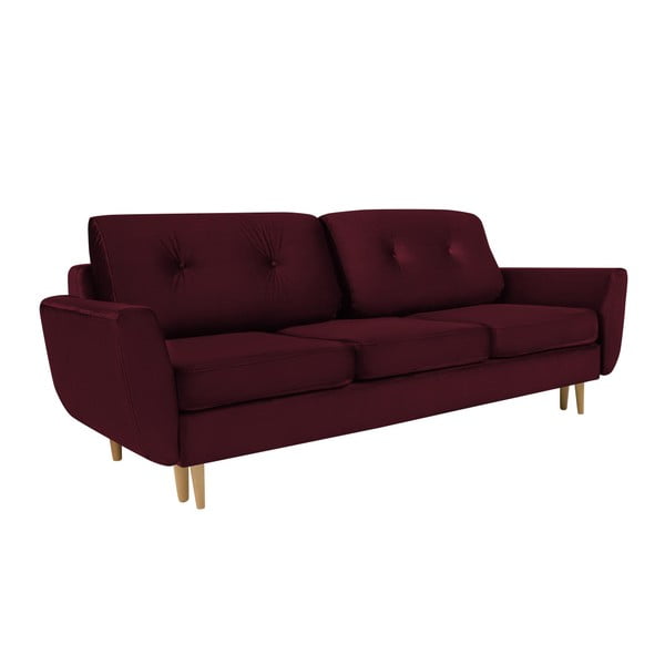 Tamsiai raudona trivietė sofa-lova su patalynės dėže Mazzini Sofas Silva