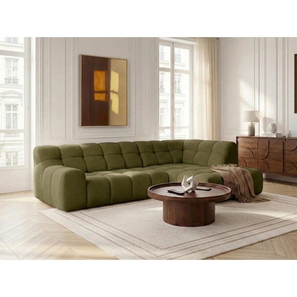 Žalios spalvos sulankstoma/ar elektrisko sēdekļa regulēšanu kampinė sofa (su kairiuoju kampu/„L“ formos) Andre – Bobochic Paris-image-1