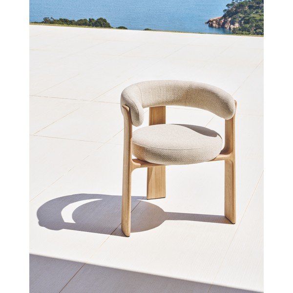 Smėlio spalvos paminkštinto audinio sodo kėdė Granite – Kave Home-image-2