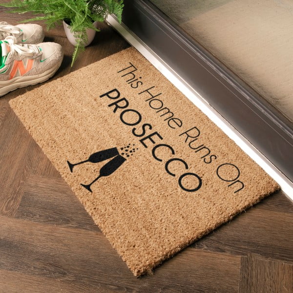 Iš kokoso pluošto grindų kilimėlis 40x60 cm This Home Runs On Prosecco – Artsy Doormats-image-1