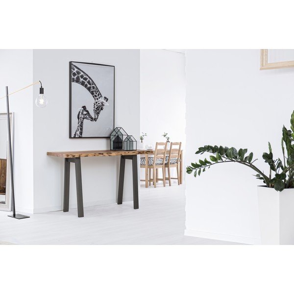 Juodos spalvos/natūralios spalvos konsolinis staliukas su akacijos stalviršiu 45x130 cm Aron – Bizzotto-image-1