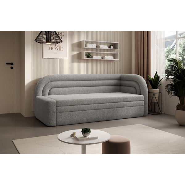 Pilkos spalvos iš boucle sulankstoma/su sandėliavimo vieta sofa su dešiniuoju kampu 223 cm Fabillo – ELTAP-image-3