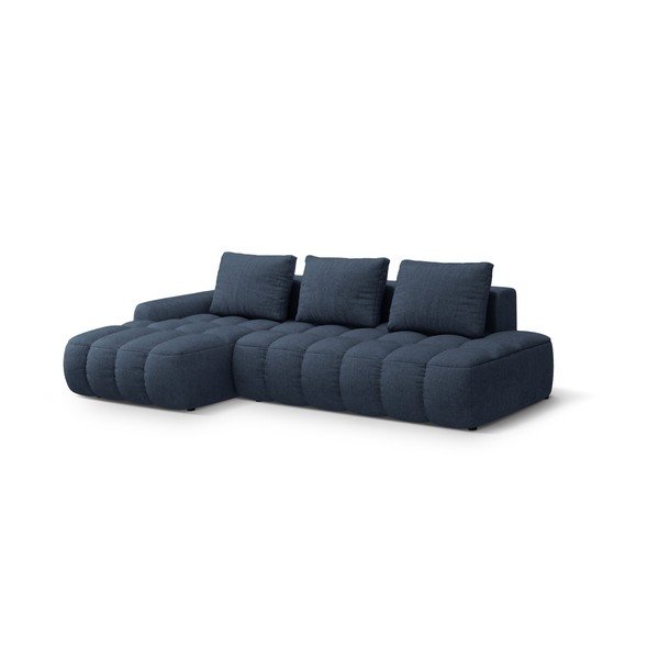 Tamsiai mėlynos spalvos sulankstoma/su sandėliavimo vieta kampinė sofa (su kairiuoju kampu/su gultu) Linz – Cosmopolitan Design-image-2