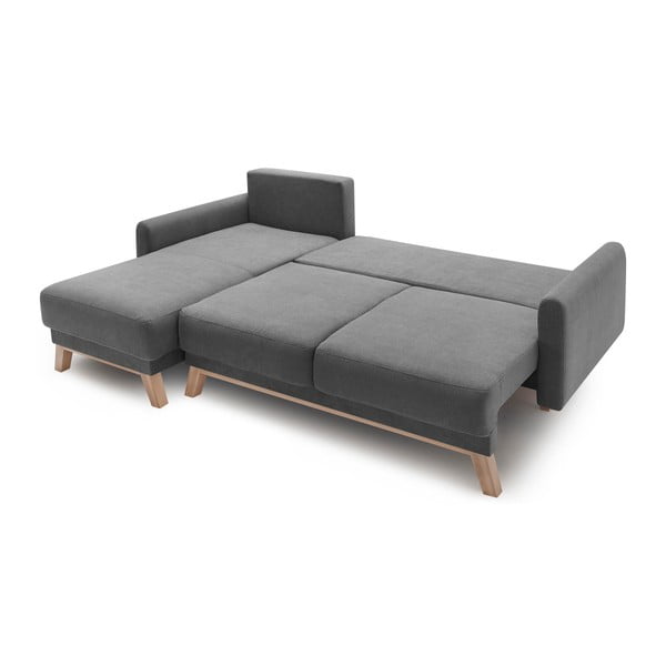 Tamsiai pilka sofa-lova Bobochic Paris Balio, kairysis kampas-image-4