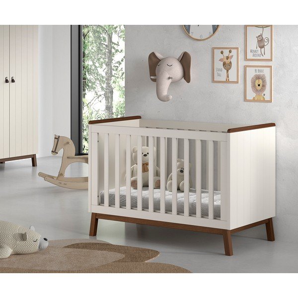 Smėlio spalvos iš pušies masyvo vaikiška lovelė reguliuojamas aukštis 60x120 cm Sezane – Vipack-image-1