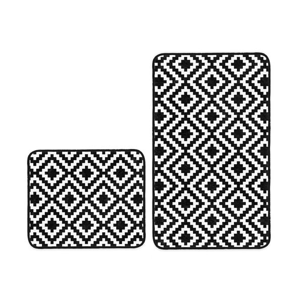 Vonios kilimėliai baltos spalvos/juodos spalvos 2 vnt. 60x100 cm – Mila Home