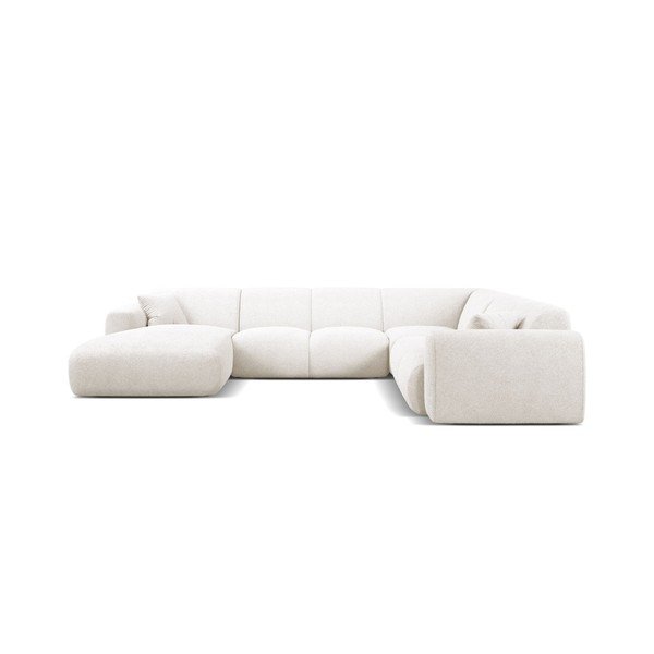 Baltos spalvos kampinė sofa iš boucle („U“ formos) Molino – Micadoni -image-1