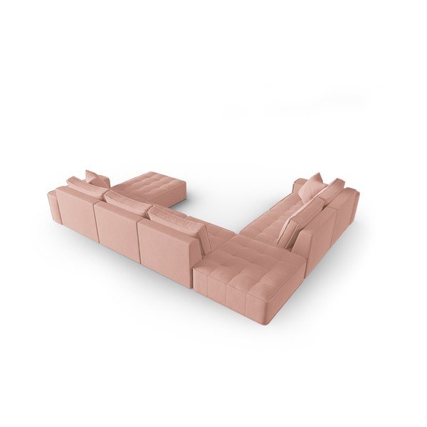 Kampinė sofa rožinės spalvos (su kairiuoju kampu/„U“ formos) Mike – Micadoni Home-image-3