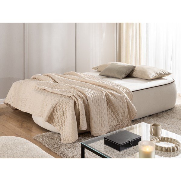 Rudos spalvos/kreminės spalvos sulankstoma/su sandėliavimo vieta sofa iš velveto 210 cm Saga – Ropez-image-4