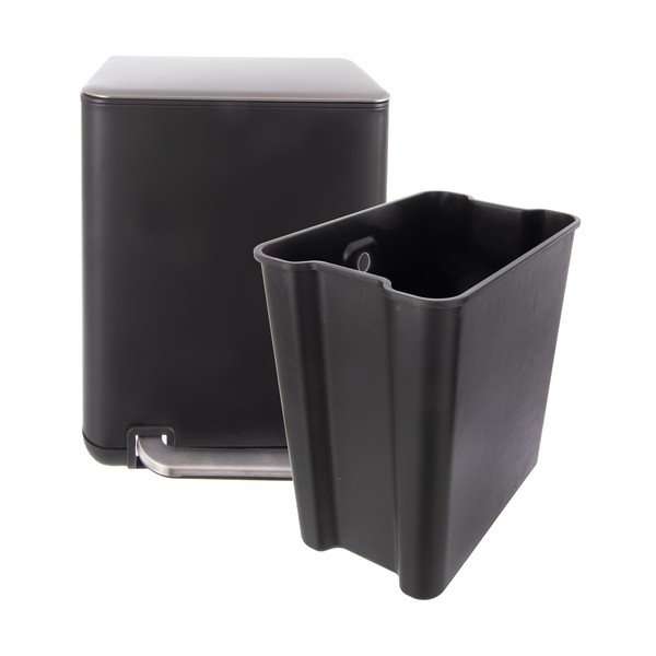 Juodos spalvos iš nerūdijančio plieno šiukšliadėžė su pedalu 20 l Black – Orion-image-4