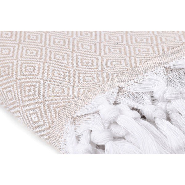 Šviesiai smėlio spalvos medvilninė lovatiesė Galina Beige White, 220 x 240 cm-image-4