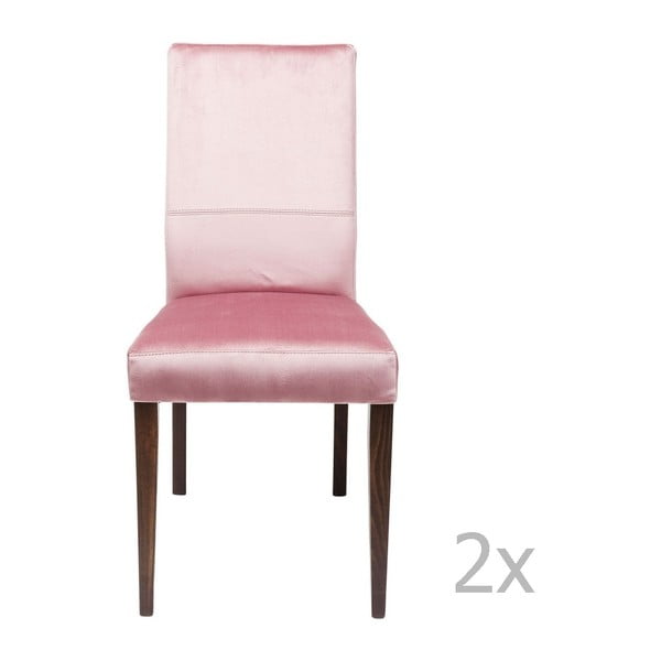 2 rausvų valgomojo kėdžių su buko medienos kojomis rinkinys Kare Design Mara