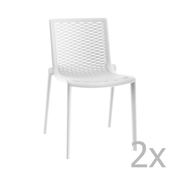 2 baltų sodo valgomojo kėdžių rinkinys "Resol Net-Kat