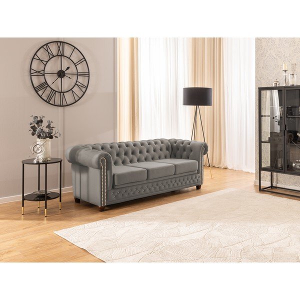 Pilkos spalvos sulankstoma sofa iš velveto 203 cm York Blik – Ropez-image-4