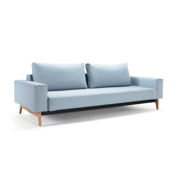 Šviesiai mėlyna sofa-lova su porankiais Inovacijos Idun