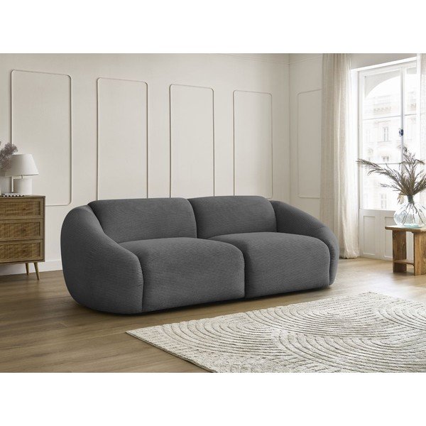Pilkos spalvos sofa iš kordinio velveto 250 cm Tina – Bobochic Paris-image-1