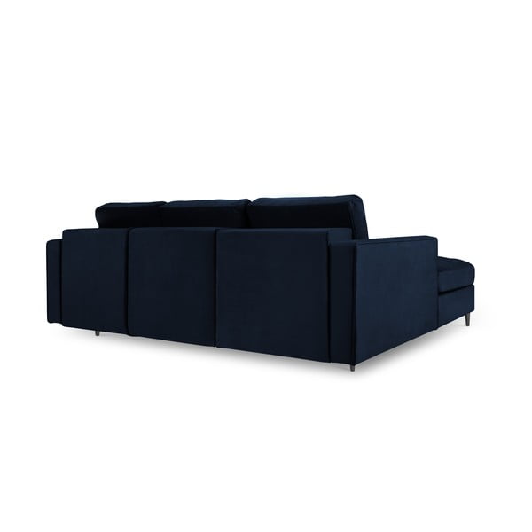 Mėlyna aksominė kampinė sofa-lova Milo Casa Santo, kampas kairėje-image-4