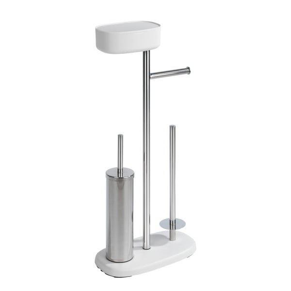 Tualetinio popieriaus laikiklis iš nerūdijnačio plieno baltos spalvos/sidabrinės spalvos šepečio stovas Rivazza – Wenko-image-3