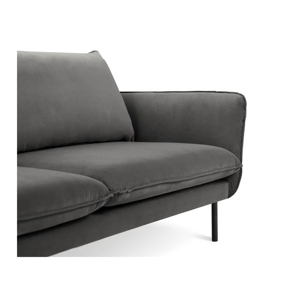 Tamsiai pilka aksominė kampinė sofa Cosmopolitan Design Vienna, kairysis kampas-image-4