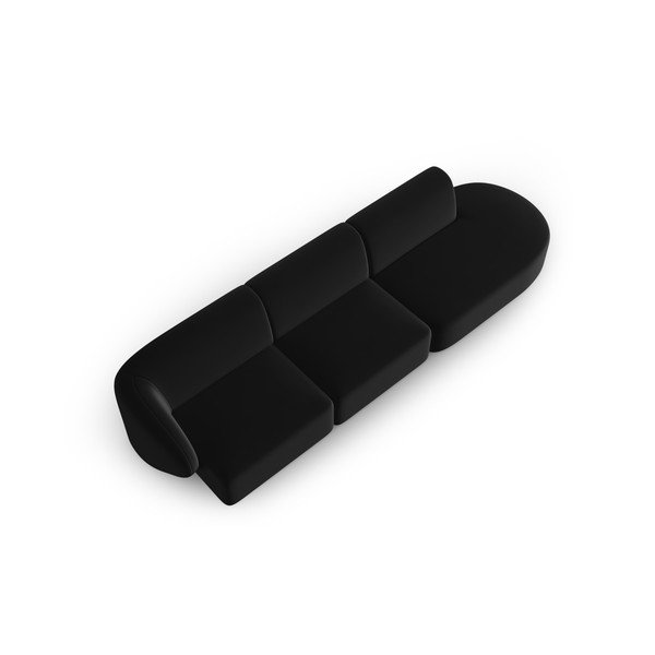 Juodos spalvos iš velveto sofa su kairiuoju kampu 311 cm Paolo – Milo Casa-image-1