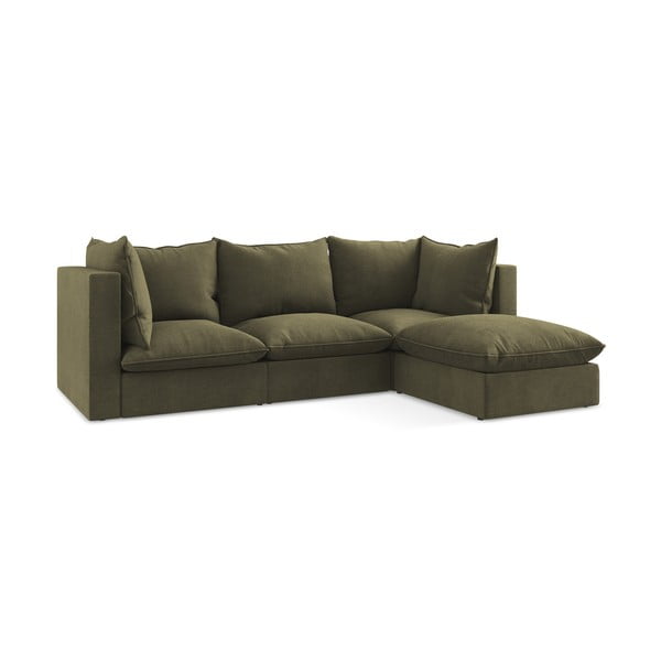 Khaki spalvos kampinė sofa (su dešiniuoju kampu/su gultu) Manao – Makamii-image-3