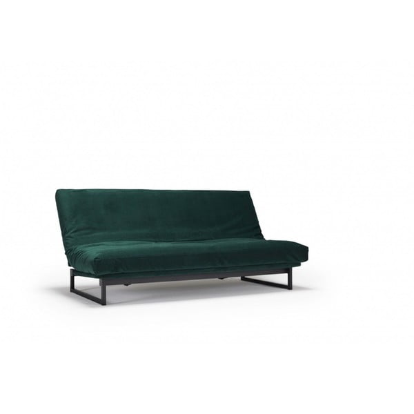 Tamsiai žalia sofa-lova su nuimamu užvalkalu "Innovation Fraction Velvet Forest Green", 97 x 200 cm