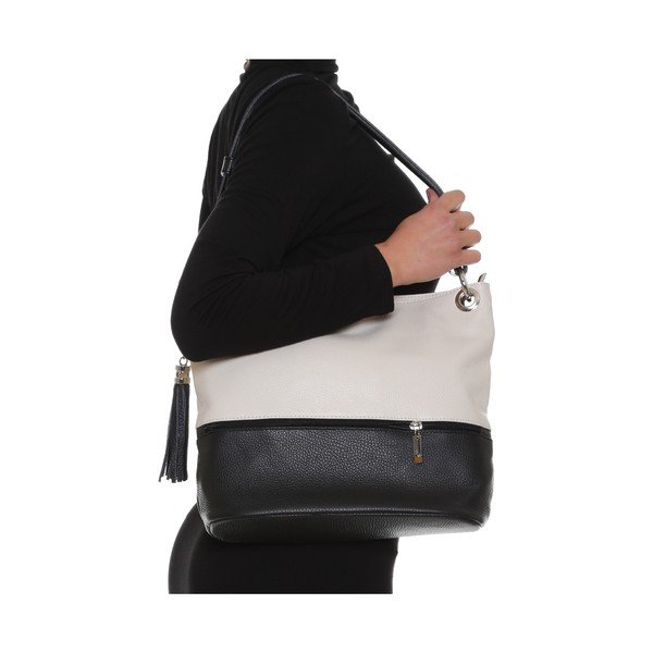 Odinė rankinė Anna Luchini 1104 Beige Nero-image-4