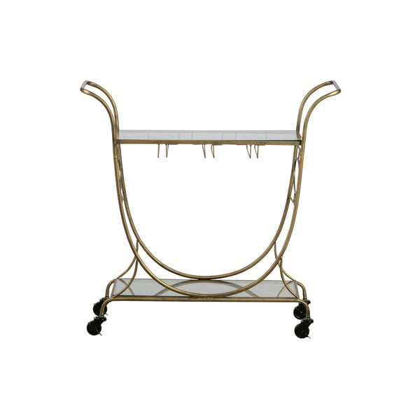 Aukso spalvos stiklinis serviravimo vežimėlis BePureHome