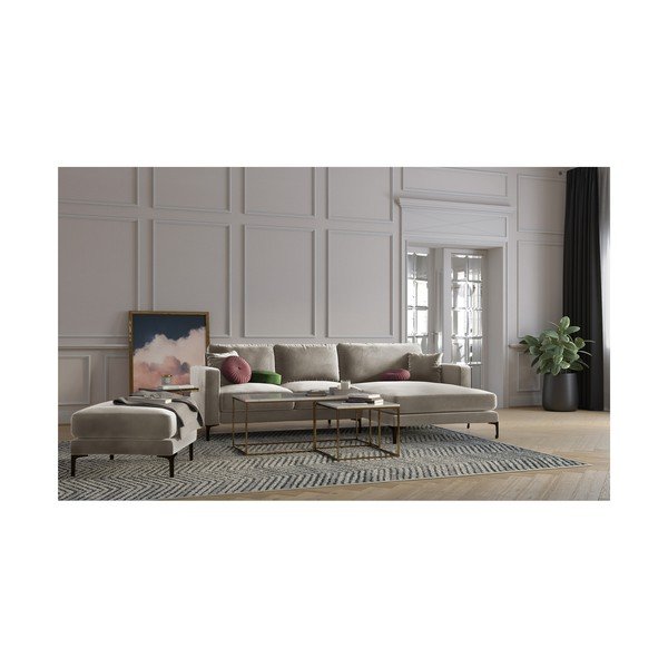 Smėlio spalvos aksominis pufas Kooko Home Harmony-image-3