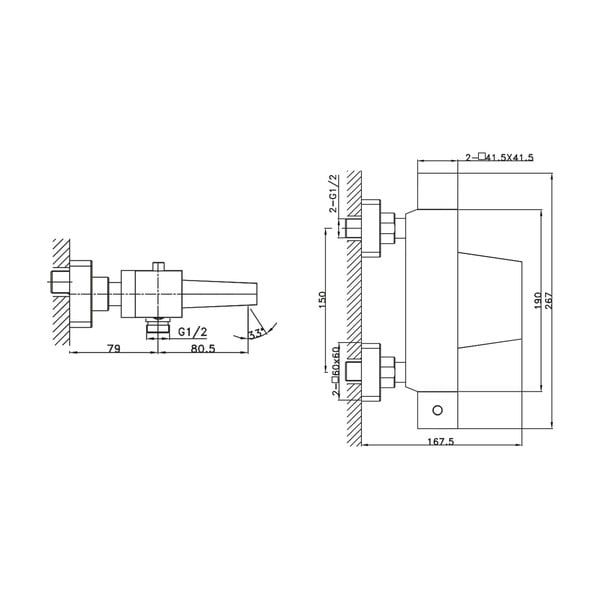 Voniai čiaupas blizgios sidabrinės spalvos prie sienos (su 1 lizdu) Latus – Sapho-image-1