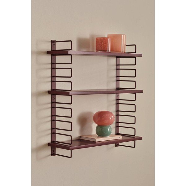 Raudonos spalvos iš metalo kelių aukštų sieninė lentyna 54 cm Iseo – Ellos Home-image-1