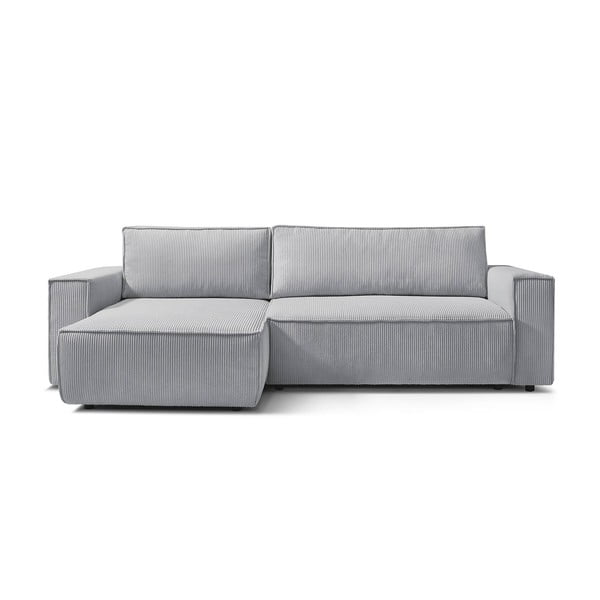 Sulankstoma kampinė sofa šviesiai pilkos spalvos iš kordinio velveto (kintama) Nihad – Bobochic Paris