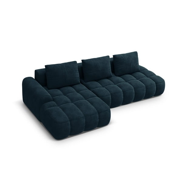 Smaragdinės spalvos iš velveto sulankstoma/su sandėliavimo vieta kampinė sofa (su kairiuoju kampu/su gultu) Linz – Cosmopolitan Design-image-3