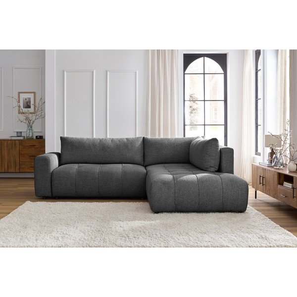Tamsiai pilkos spalvos sulankstoma/su sandėliavimo vieta kampinė sofa (su dešiniuoju kampu/„L“ formos) Arsene – Bobochic Paris-image-1