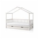 Naminė/ištraukiama iš pušies masyvo vaikiška lova baltos spalvos su sandėliavimo vieta 90x200 cm DALLAS – Vipack