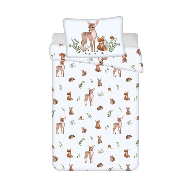 Baltos spalvos/rudos spalvos iš medvilnės vaikiška patalynė vaikiškai lovai 100x135 cm Forest Animals – Jerry Fabrics